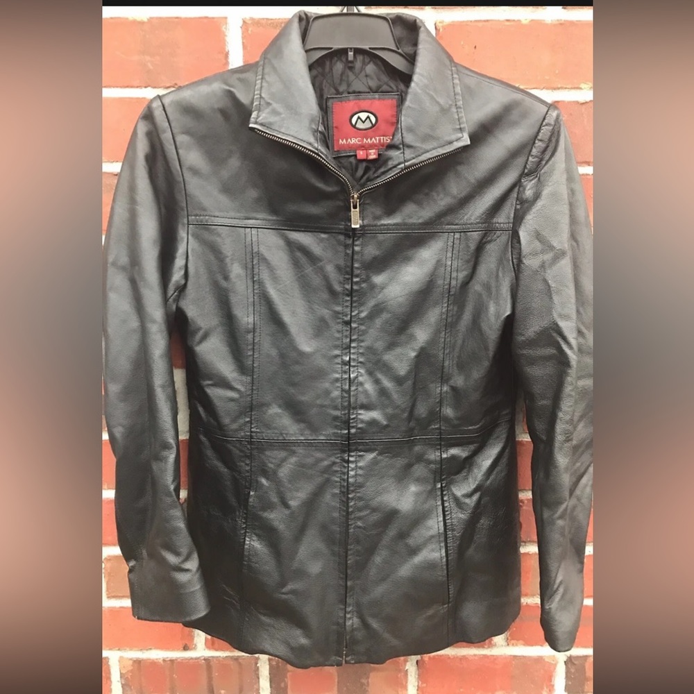 Marc Mattis Full-Zip Black Leather Jacket Quilted Lining Women’s Size: Small